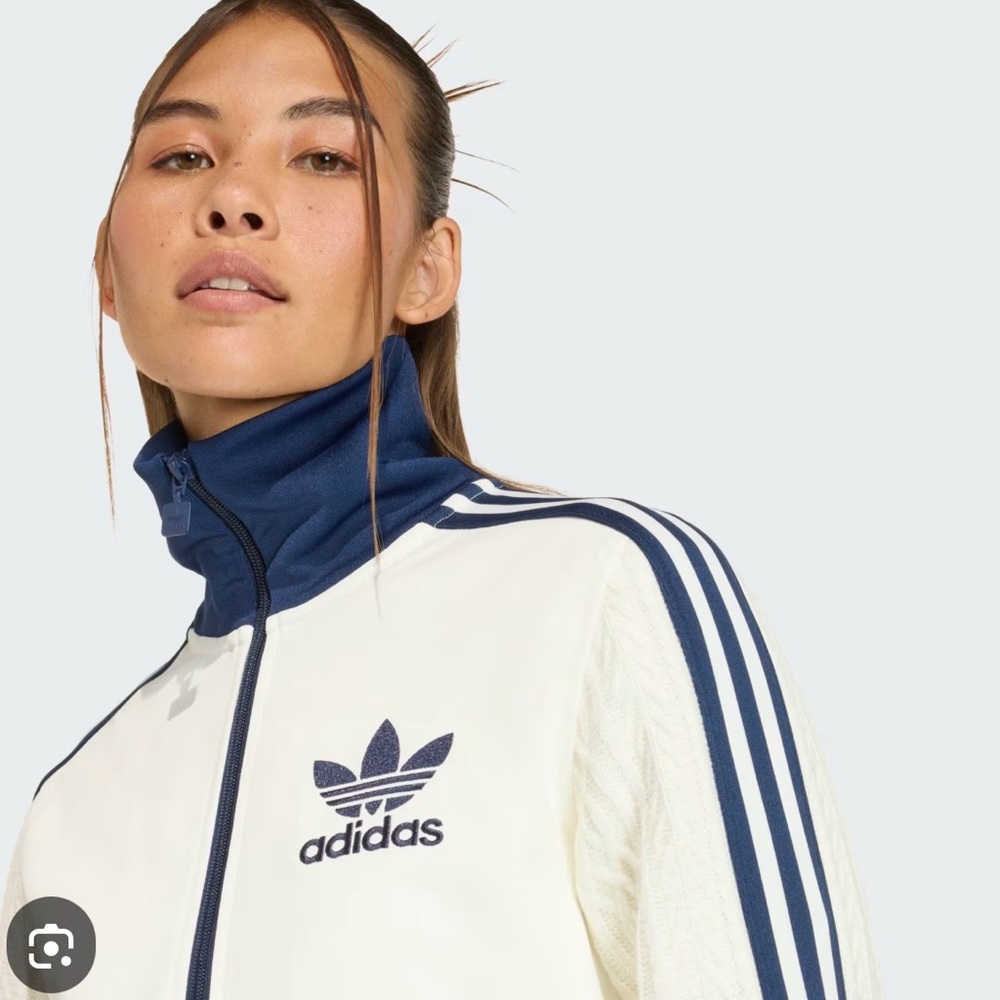 RARE women’s Adidas original knit classic track jacket top off white XL - Picture 2 of 5